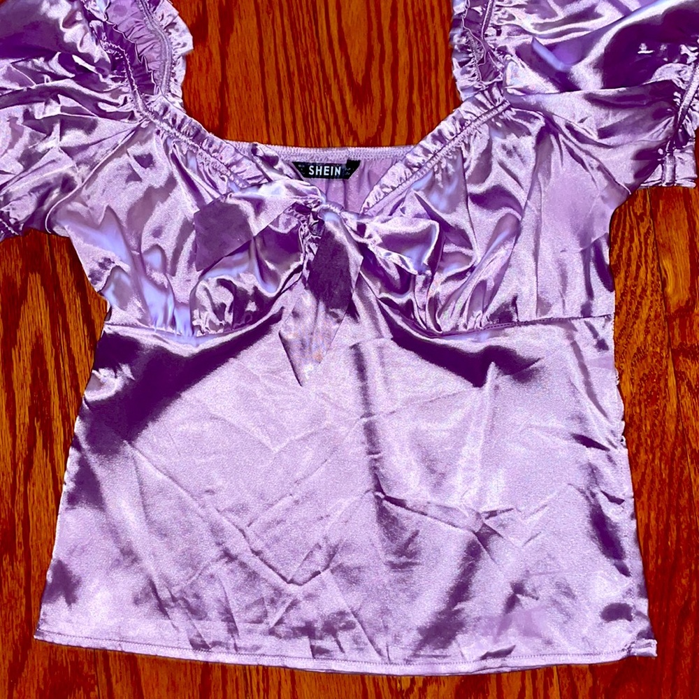 Purple Satin Top SHEIN